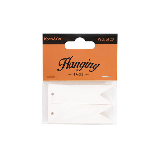 Hanging Gift Tags Blank Flag White Pack 20 (7Lx2W)cm)