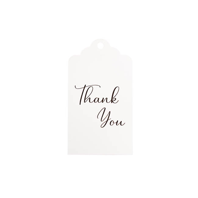 Hanging Gift Tags Scallop Thank You White Pack 20 (9Lx5W)cm)