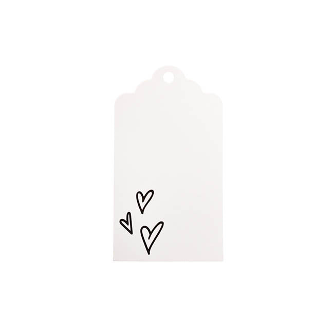 Hanging Gift Tags Scallop Hearts White Pack 20 (9Lx5W)cm)