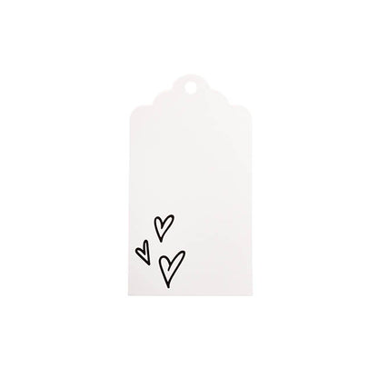 Hanging Gift Tags Scallop Hearts White Pack 20 (9Lx5W)cm)