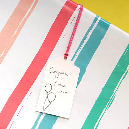 Hanging Gift Tags Scallop Balloons White Pack 20 (9Lx5W)cm)