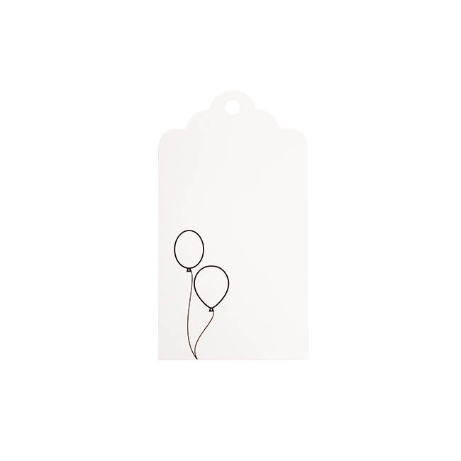 Hanging Gift Tags Scallop Balloons White Pack 20 (9Lx5W)cm)
