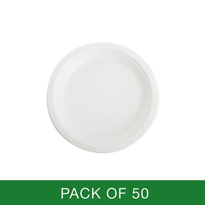 Sugarcane Lunch Plate White (18cm) Pack 50