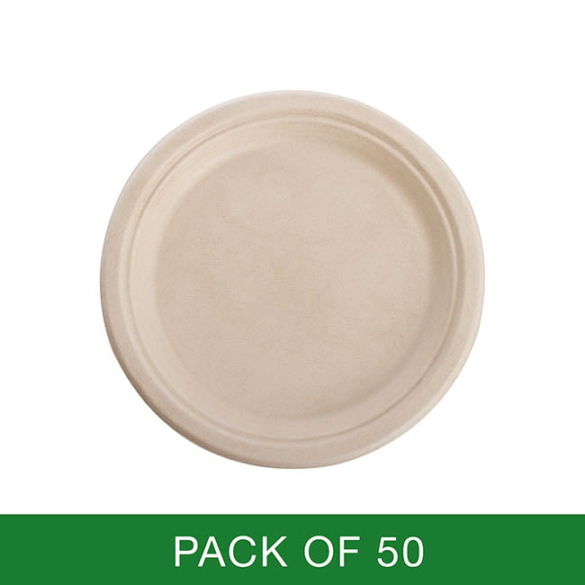Sugarcane Dinner Plate Natural (23cm) Pack 50