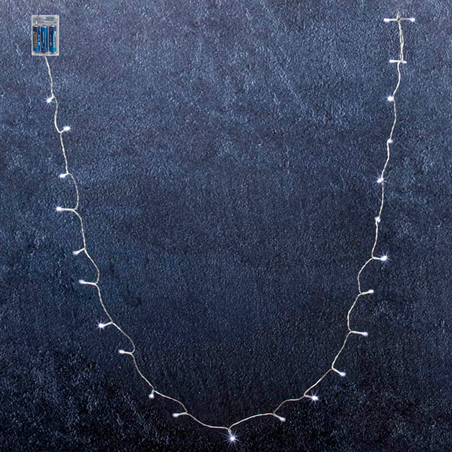 LED Fairy Lights 30Lights 3m Clear Cord 3xAA White