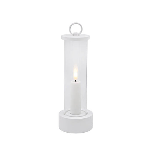 Slim Design Lantern w LED Taper Candle White (7.5x21cmH)