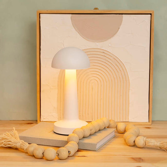Portable Cordless LED Mushroom Table Lamp White (21.5cmH)