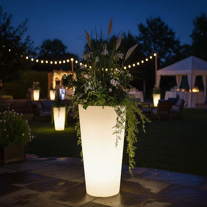 LED Glow Planter Pot Cylinder White (38cmDx90cmH)