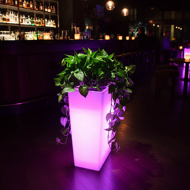 LED Planter Tall Illuminated Rectangle White (60x31x70cmH)