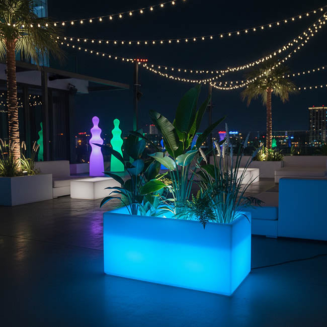 LED Glow Planter Rectangular Outdoor White (120x40x40cmH)