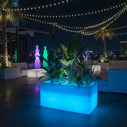 LED Glow Planter Rectangular Outdoor White (120x40x40cmH)