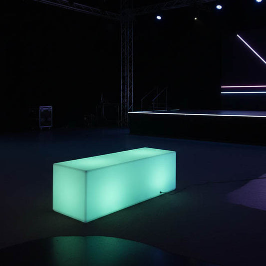 LED Glow Lounge Bar Chair Rectangle White (120x40x40cmH)