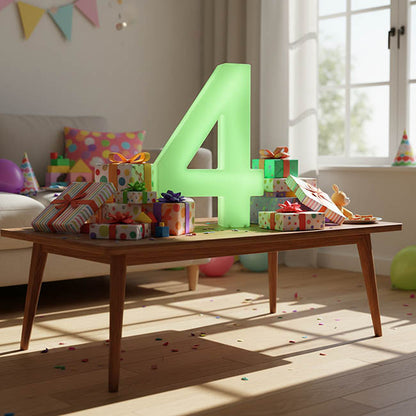 LED Glow Number 4 Large Remote White (52x10x80cmH)