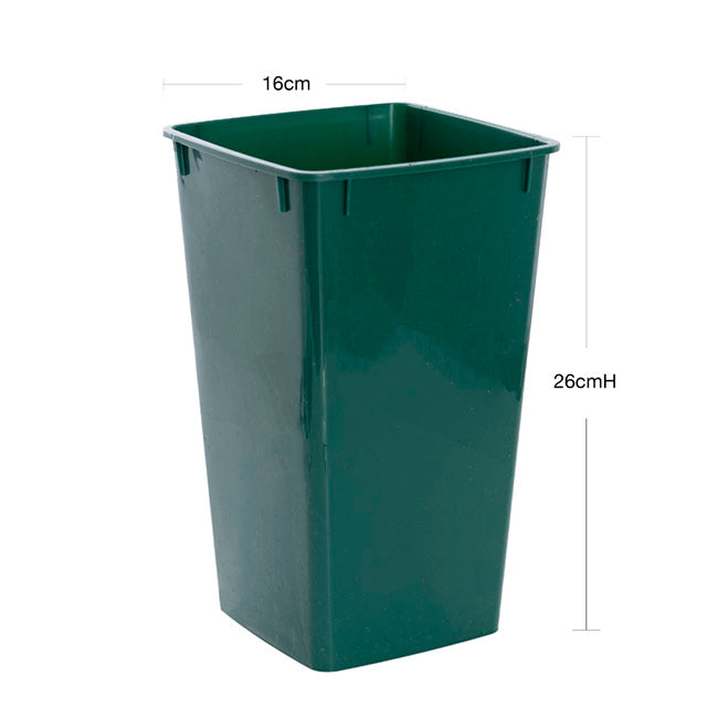 Display Flower Bucket Plastic Square 4L Green (16x16x26cmH)