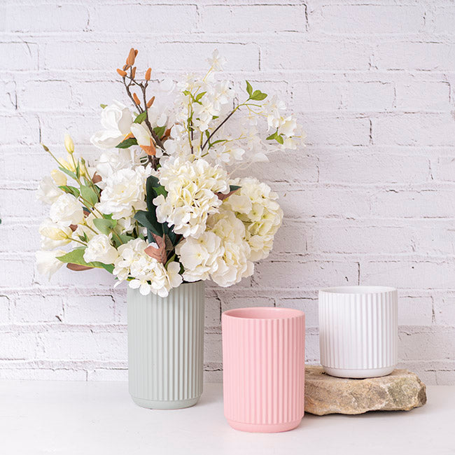 Ceramic Cyprus Vase Matte White (16DX17cmH)