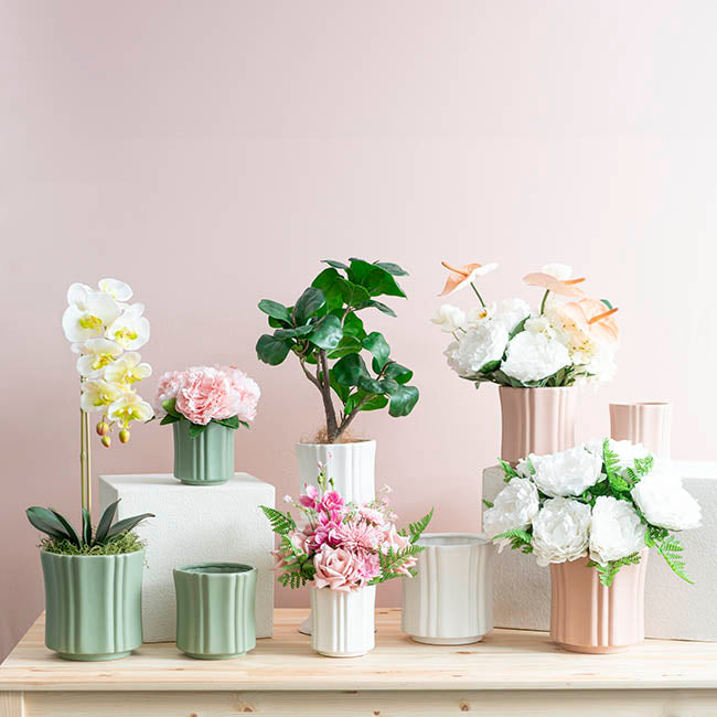 Ceramic Florence Vase Matte White (18Dx18.5cmH)