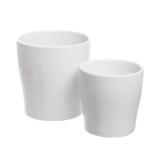Ceramic Bondi Concial Pot Set of 2 White (16Dx16cmH)