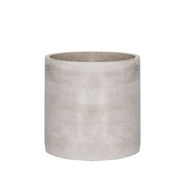 Cement Floral Cylinder Grey (12Dx12cmH)