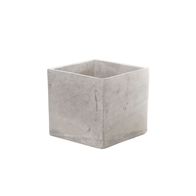 Cement Floral Cube Grey (12x12cmH)