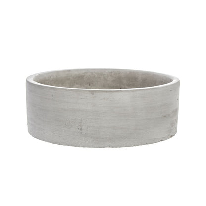 Cement Floral Cylinder Bowl Grey (25x8cmH)