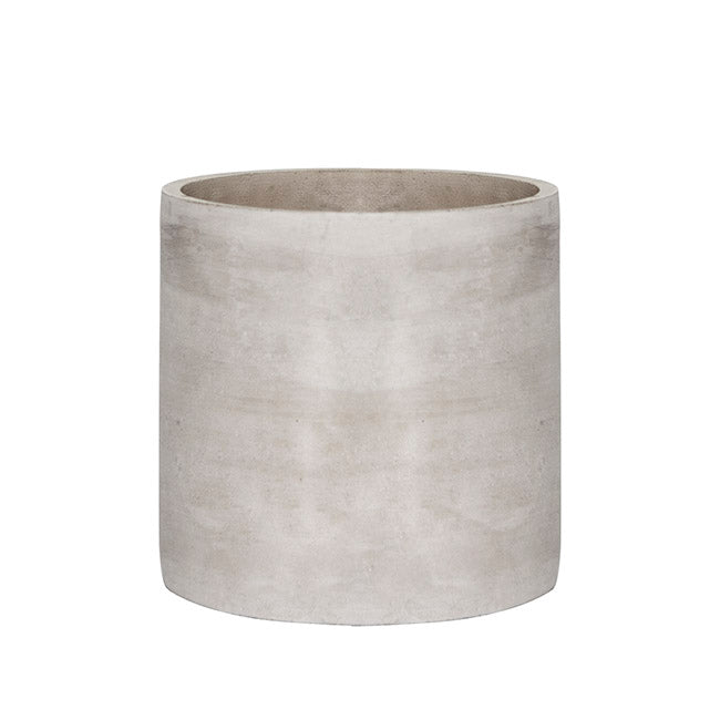 Cement Floral Cylinder Grey (14Dx14cmH)
