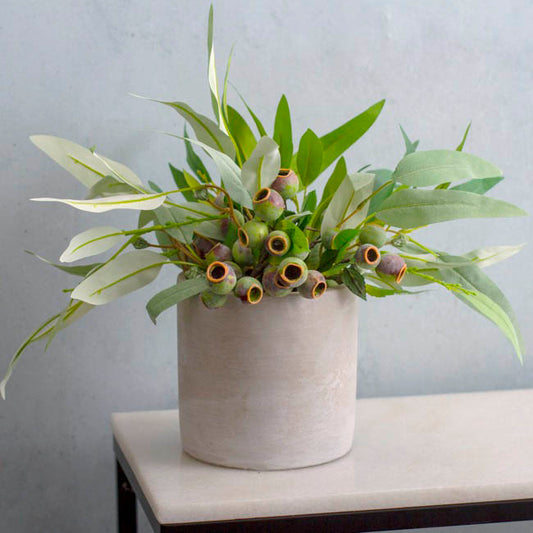 Cement Floral Cylinder Grey Drainage Hole (14Dx14cmH)