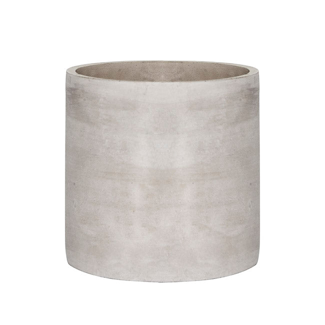 Cement Floral Cylinder Grey (16Dx16cmH)