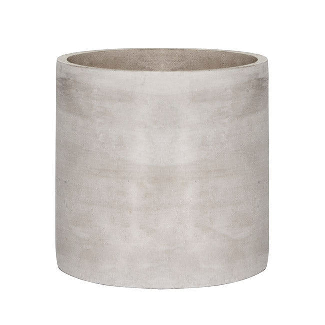 Cement Floral Cylinder Grey (18Dx18cmH)
