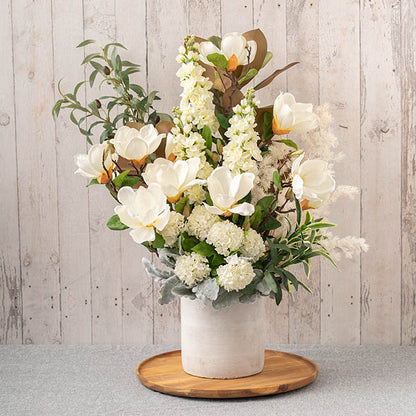 Cement Floral Cylinder Grey (18Dx18cmH)
