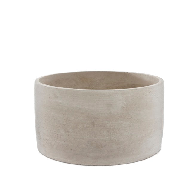 Cement Floral Cylinder Bowl Grey (19.5Dx10.5cmH)
