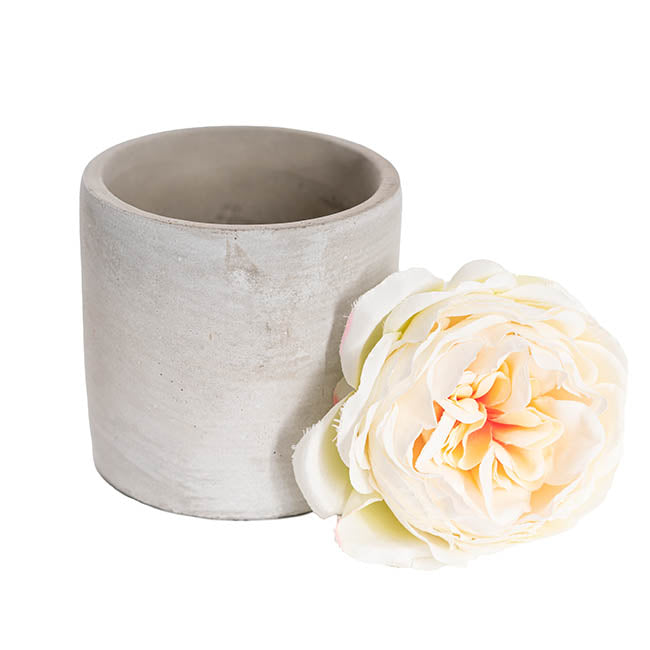 Cement Floral Cylinder Grey (10Dx10cmH)