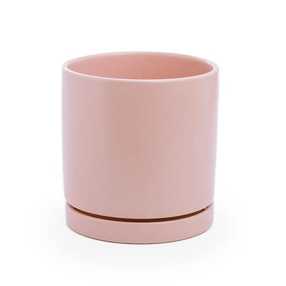 Ceramic Loreto Plant Pot & Plate Pink Sand (18DX18.5cmH)