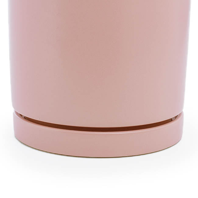 Ceramic Loreto Plant Pot & Plate Pink Sand (18DX18.5cmH)