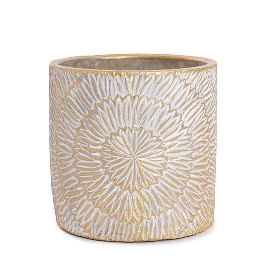 Cement Viola Cylinder Pot Gold (14Dx14cmH)