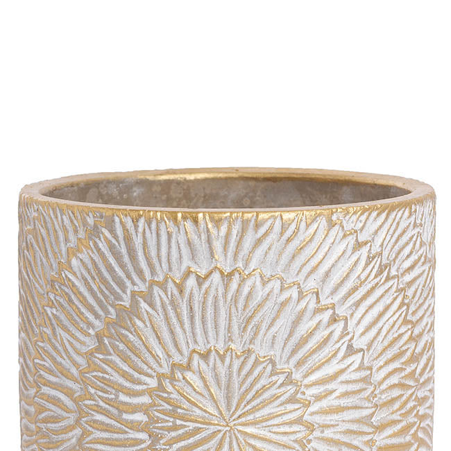 Cement Viola Cylinder Pot Gold (14Dx14cmH)