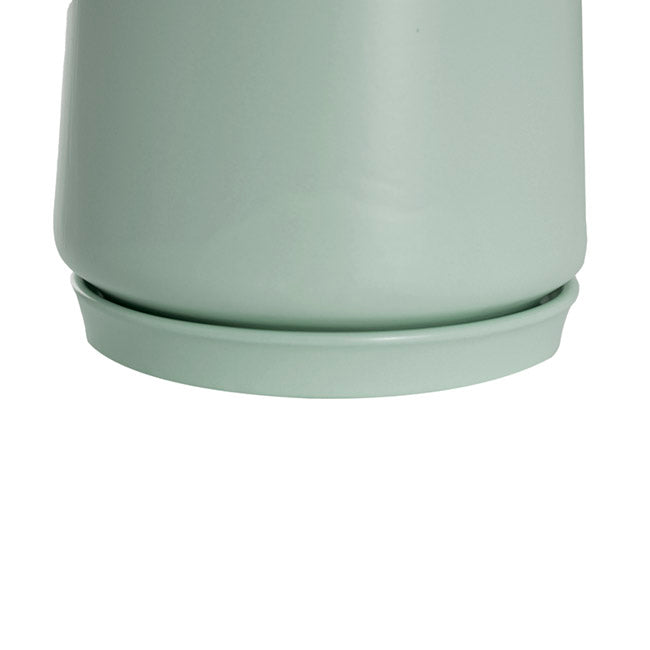 Ceramic Loreto Belly Pot & Plate Matte Sea Foam (15x14cmH)