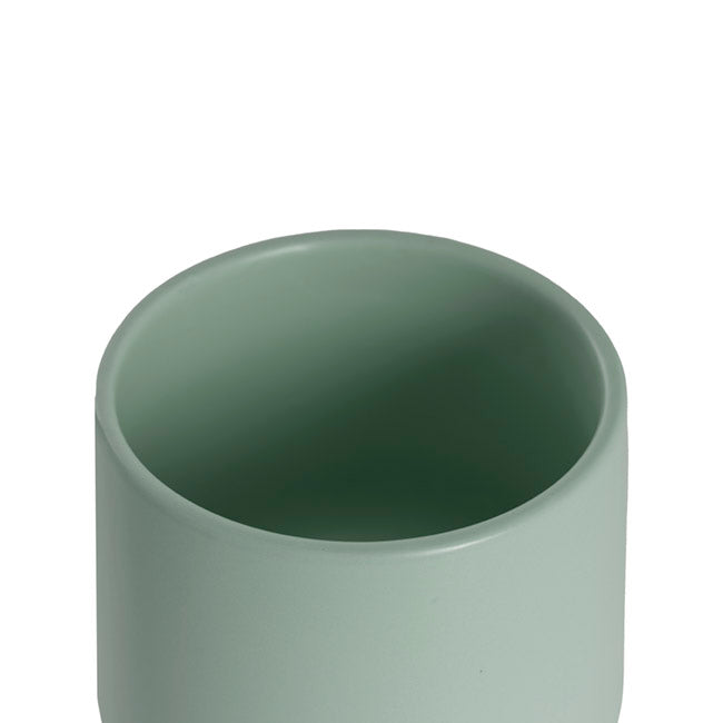 Ceramic Loreto Belly Pot & Plate Matte Sea Foam (15x14cmH)