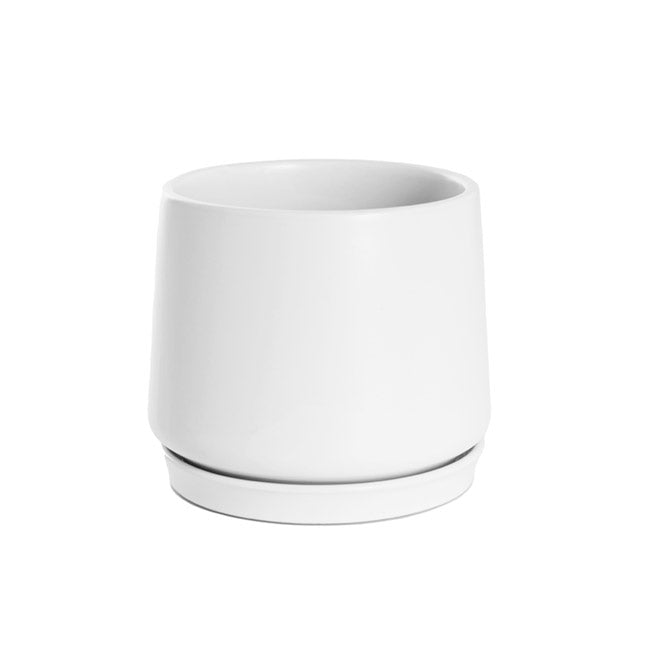 Ceramic Loreto Belly Pot & Plate Matte White (18Dx16cmH)