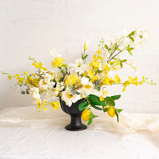 Ceramic Compote Olivia Vases Black (17Dx17cmH)