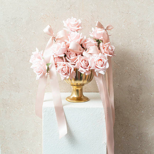 Ceramic Compote Olivia Vases Gold (17Dx17cmH)