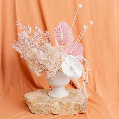 Ceramic Compote Isabella Vases White (13Dx15cmH)