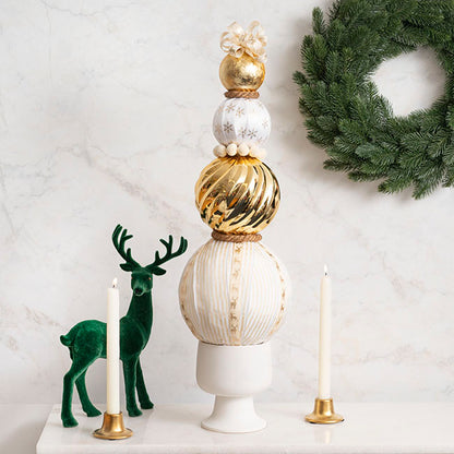 Ceramic Compote Isabella Vases White (13Dx15cmH)