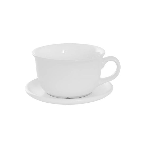 Ceramic Coffee Cup Pot & Plate Matte White (15Dx10cmH)