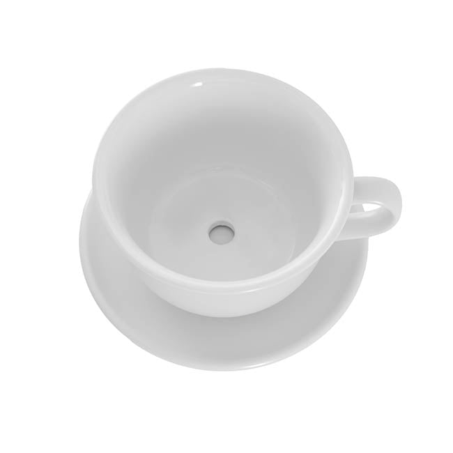 Ceramic Coffee Cup Pot & Plate Matte White (15Dx10cmH)