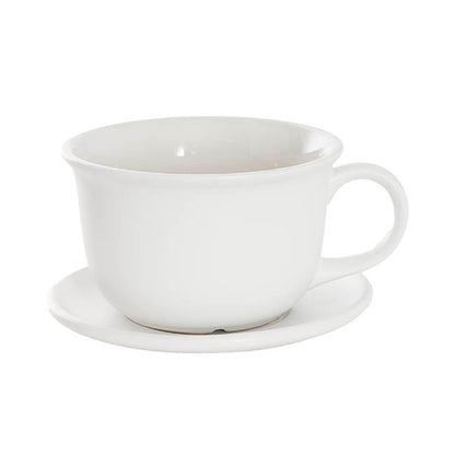Ceramic Coffee Cup Pot & Plate Matte White (17Dx12cmH)