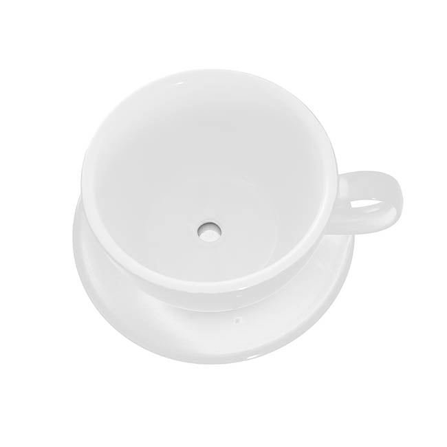 Ceramic Cappuccino Pot & Plate Gloss White (15Dx10cmH)