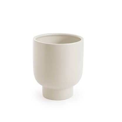 Ceramic Buffalo Pot Planter Matte White (16cmx19cmH)