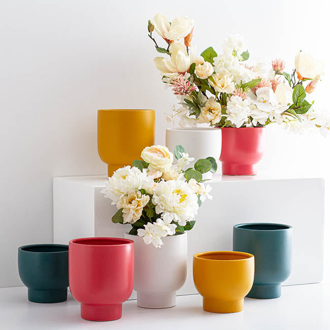 Ceramic Buffalo Pot Planter Matte White (16cmx19cmH)