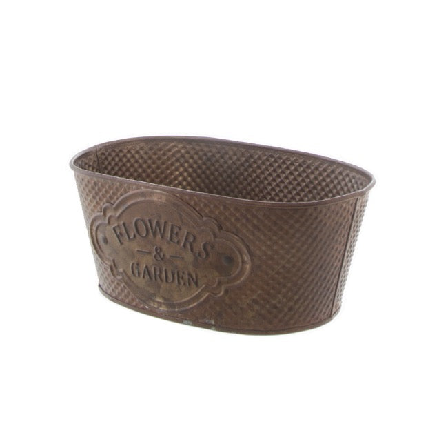Tin Country Rustic Oval Pot Gold (21x15.5x9.5cmH)