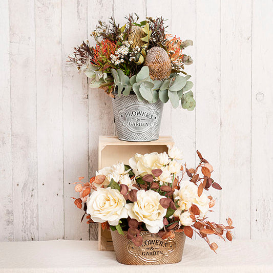 Tin Country Rustic Bucket Zinc (17.5x14cmH)